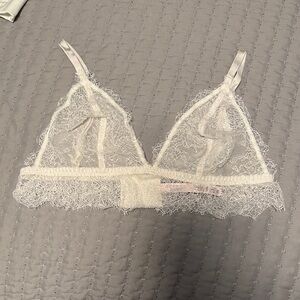 Victoria's Secret Sheer Lace Bralette in Cream White